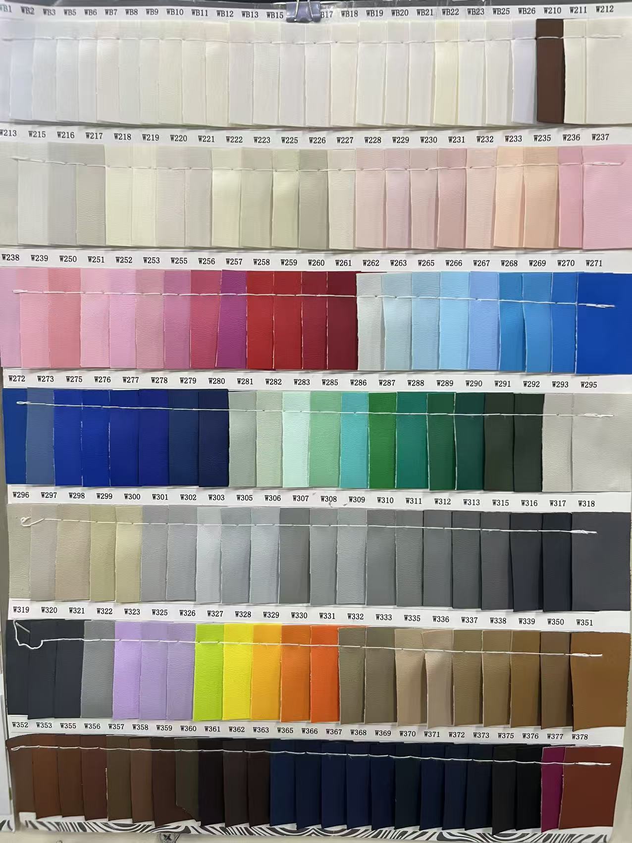 Footwear material color swatches at Youxiang Leather