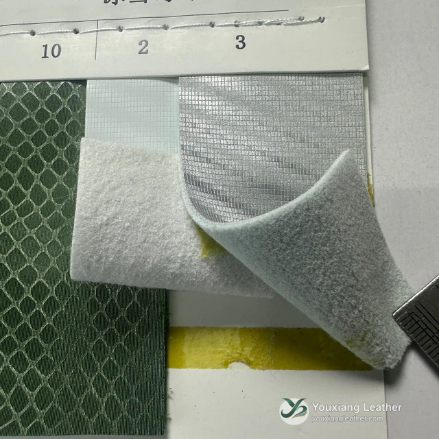 YX-001 turned swatches showing the backing